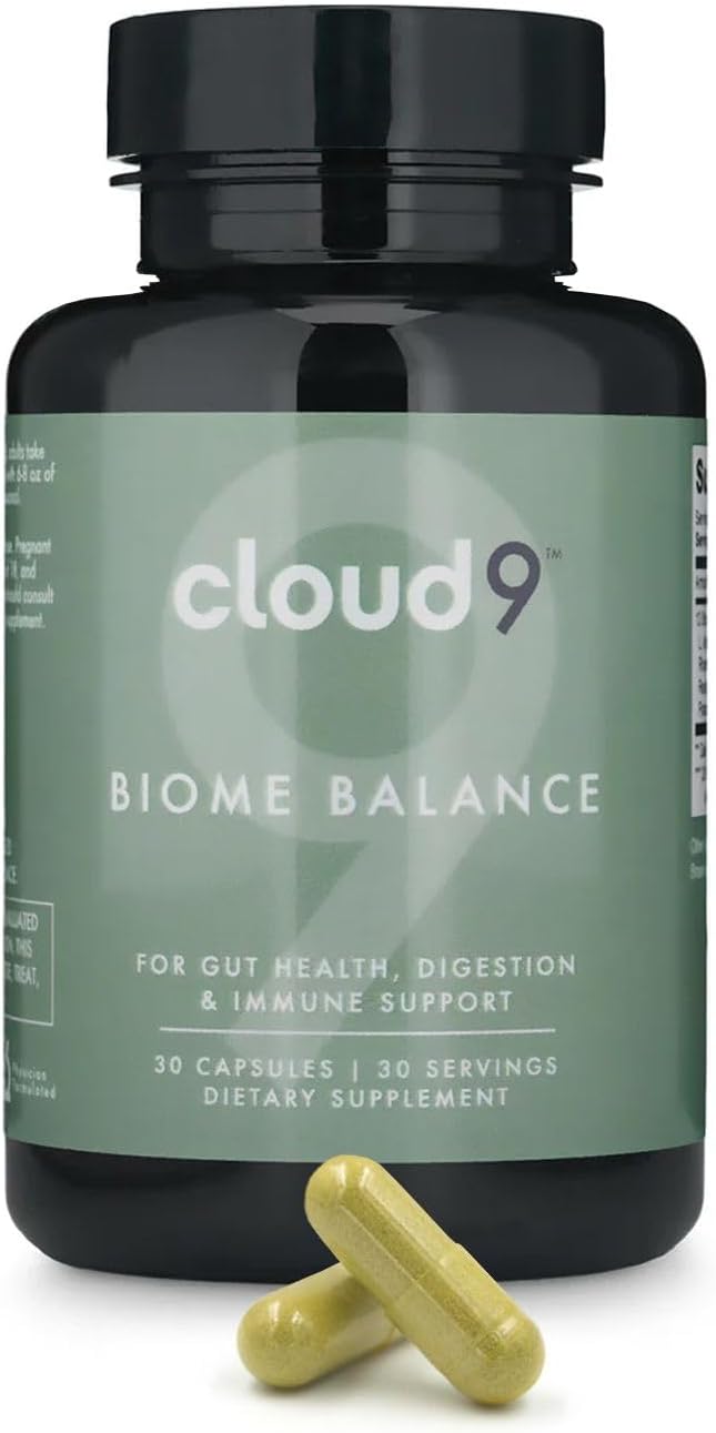 Cloud9 Biome Balance – 13-Strain Probiotic for Gut, Mood & Immune Support – 20 Billion CFU – Vegan, Dairy-Free, Shelf-Stable – Made in USA- 30 Capsules