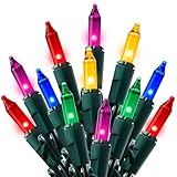 Joiedomi Multicolor Christmas String Lights,100 Count 21.4FT Christmas Fairy Tree Lights Plug in for Indoor Outdoor Xmas Decorations Patio Holiday Theme Party Yard House,Green Wire