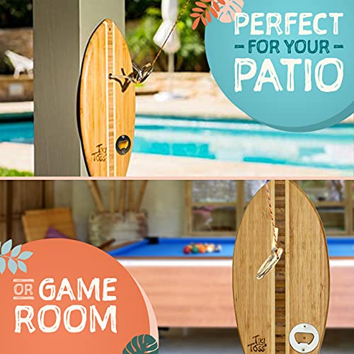 Tiki Toss Ring Toss Game for Adults & Kids - 13 Inch Surfboard Edition - Outdoor/Indoor Hook and Ring Game with Bottle Opener, Man Cave Decor & Stuff, Gifts for Men, String and Hooks for Use - Thumbnail 5