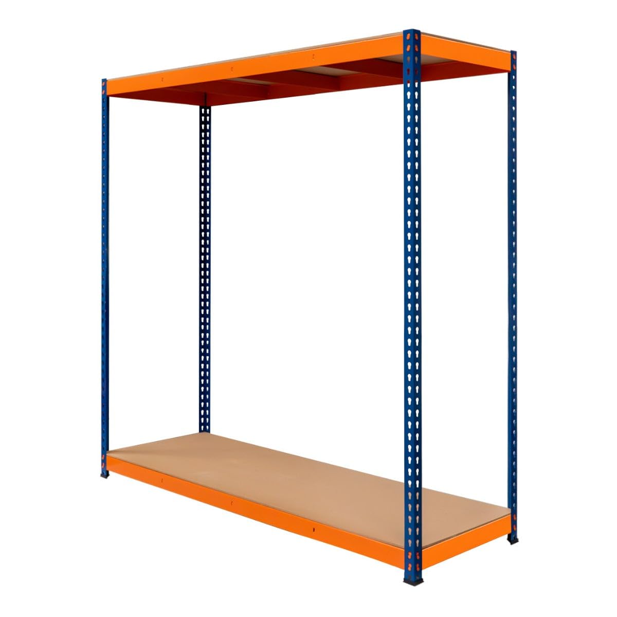 Lagerregal S-Rax Regal 2 Böden | 180 x 180 x 60cm Schwerlaststahl | 300kg Kapazität pro Fach | Verstellbare Böden & Schraubenlos | Lager Werkstatt Garage [mit Gummifüße & 3 verstärkte Stützstangen]