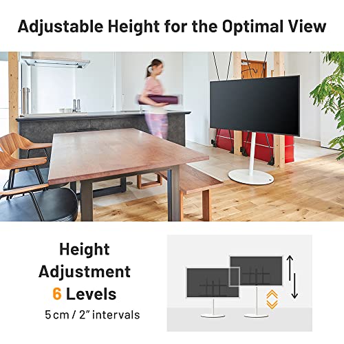 Wall A2 Large Type | Japanese Rolling Portable Free-Standing 45-80 Inch Universal Big Screen Tv Stand With Concealed Caster Wheels | Satin Black #TOP5