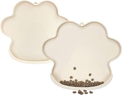PAILUOMU - Paquete de 2 tapetes para alimentación de mascotas con bolsillo, manteles individuales antideslizantes para gatos y perros, para evitar