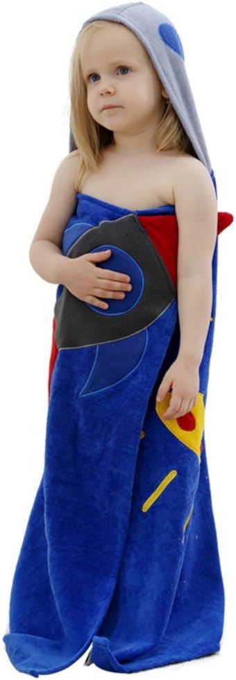 Soft Baby Kids Hooded Bath Towel Bath Robe - Cute Cartoon Rocket Pattern - fit 0 - 6 years old