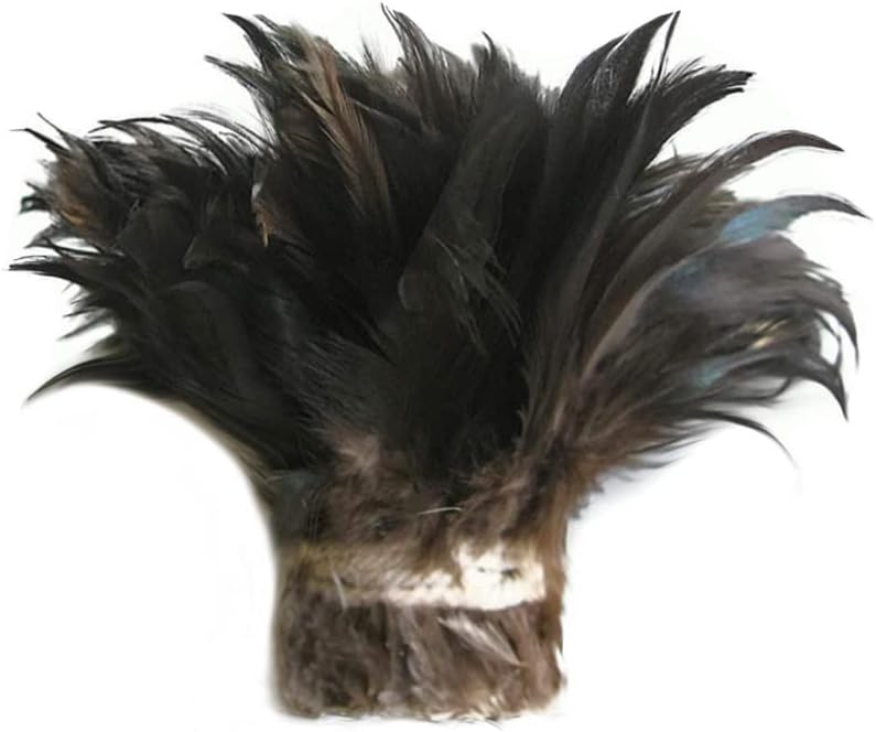 1 Yard - 4-6" Natural Black Bronze Strung Chinese Rooster Saddle Wholesale Feathers (Bulk) Summer Halloween Craft Supply | Moonlight Feather