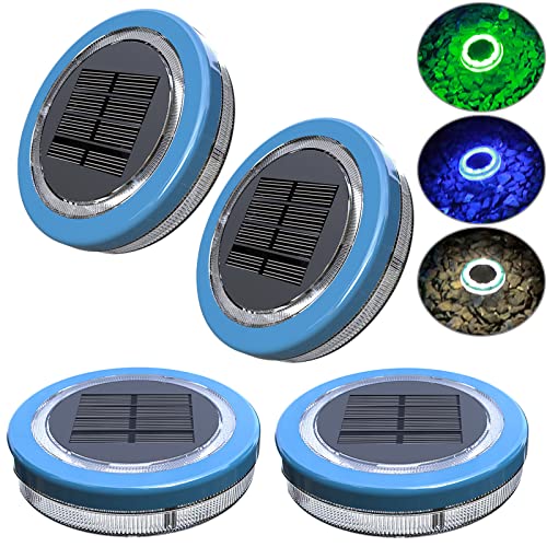 Floating Pool Lights, Solar Pool Lights with 1800mAh Lighting 2-3 Nights, IP68 Waterproof Pool Lights that Float for Swimming Pool, Pond, Lawn or Pool Party Decoration, 4pcs(2*Blue+Green+White)