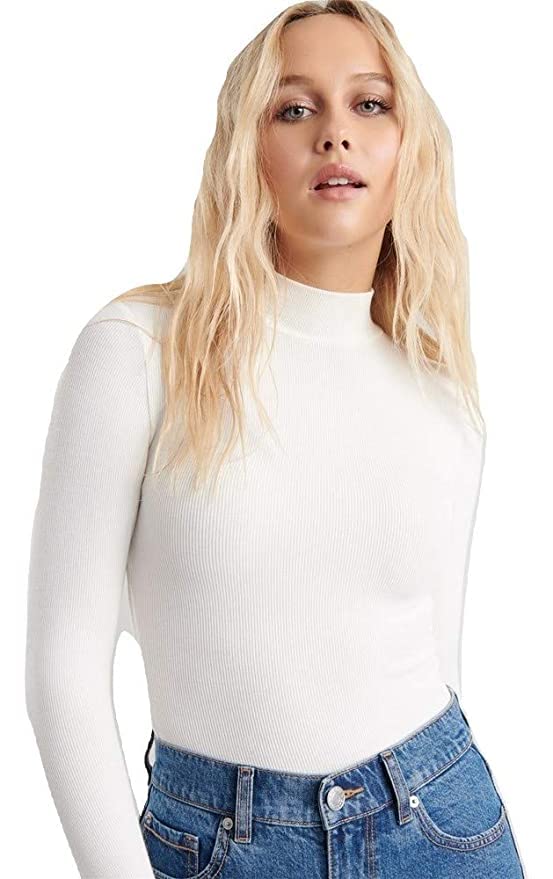 RZLECORT Ribbed Turtle Neck Sweatshirt Casual Wear/Full Sleeves Tops for Women and Girls White