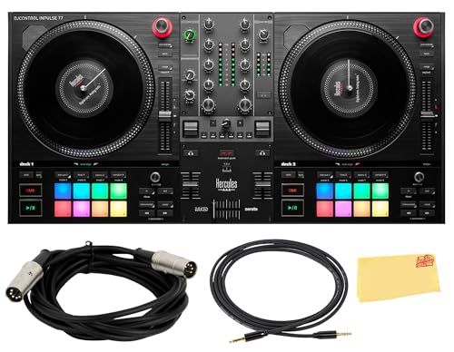 Image of Hercules DJControl Inpulse T7 2-Channel DJ Controller Bundle with TRS Cable, MIDI Cable, and Austin Bazaar Polishing Cloth