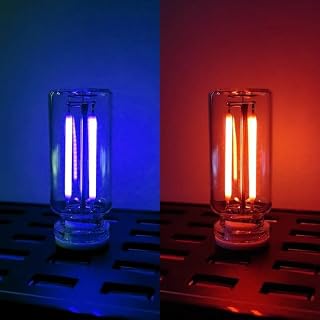 ChubbyGlow - Transparent RGB LED Light, USB Powered Lighting Mood with Touch Dimmable, Portable Mini Glass Bottle LED Bulb Night Lights for Car/Bedroom/Parties, Blue+Red