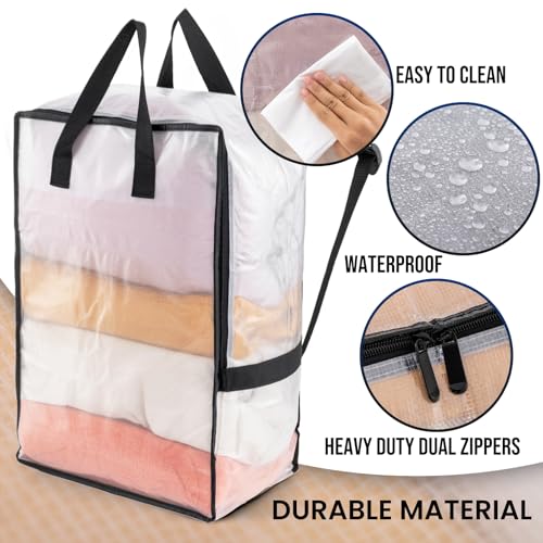 Image of TAILI 2 Pack Clear Moving Bags W /Adjustable Backpack Straps,Moving Supplies | Moving Boxes Alternative, Heavy Duty Storage Totes for College Packing, Backpack for Travel, Dorm, Laundry