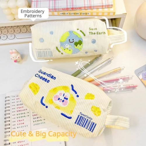 Image of Cute Pencase PenPouch Cosmetics Storage Bag Large Capacity Kawaii Cartoon Flower Bunny Aesthetic Estuche para Lapices (Cheese Bunny)