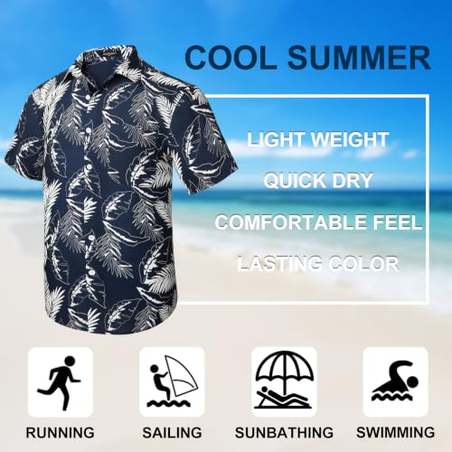 Image of Men's Hawaiian Shirts Short Sleeve Aloha Shirt for Men Casual Button Down Tropical Hawaii Floral Shirt Summer BeachParty