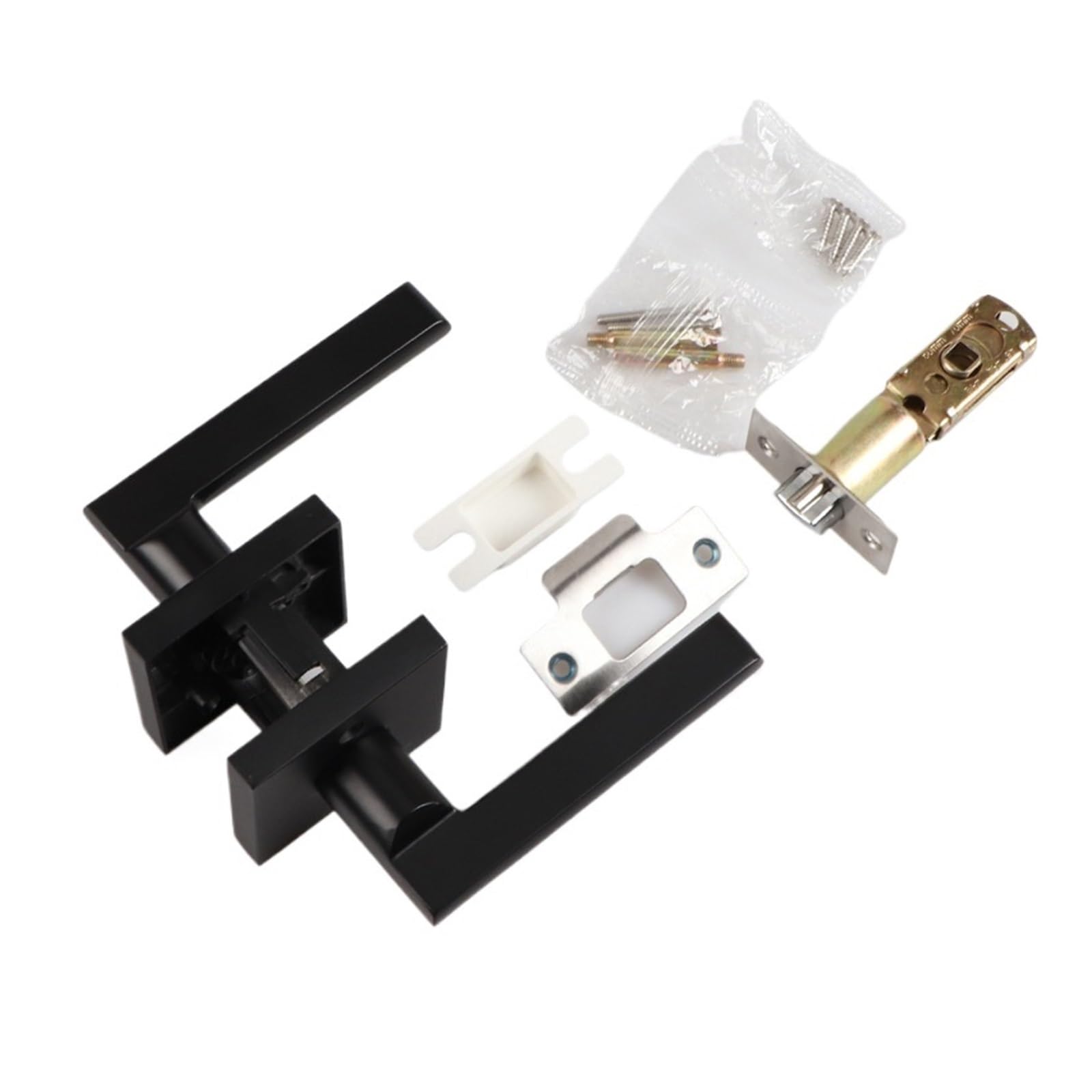 Vqdgpkpvv One Color Door Lock Bathroom Zinc Alloy Three-Pole Hotel Room Handle Single Tongue(Black Channel Lock No Anti Lock)