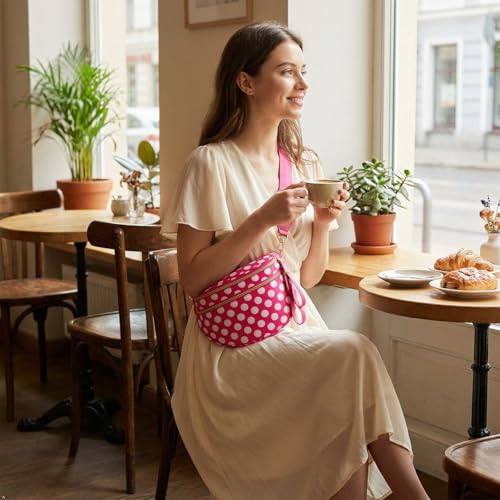 Image of Womens Crossbody Bag, Spacious Nylon Bum Bag Trendy Shoulder Purse with Adjustable Strap Zipped Travel Essentials