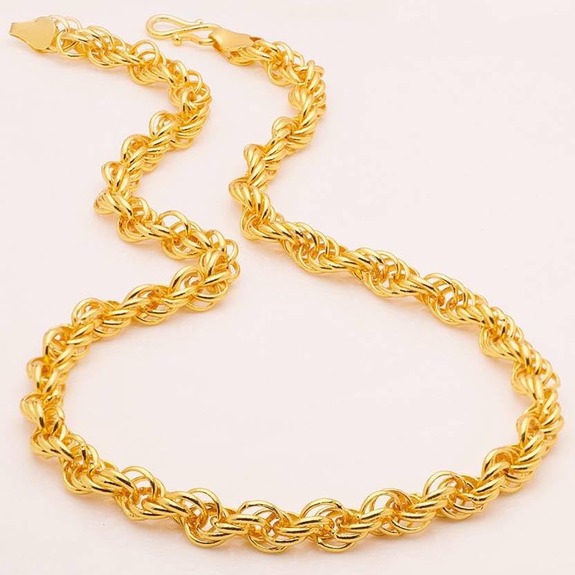 One gram Stylish Golden Neck woman and men Chain “24” Inches Gold-plated Chain_D818-picture-36