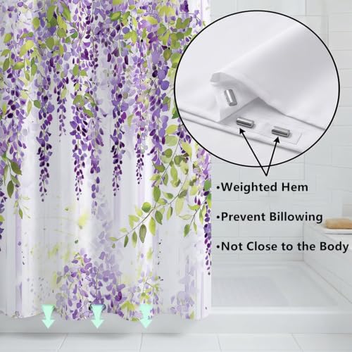 Rideau de douche violet imperméable pour éviter les éclaboussures