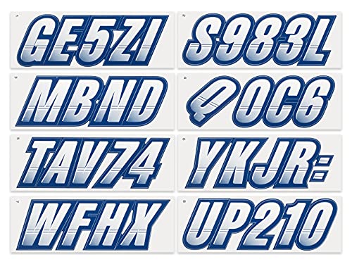 Image of STIFFIE Techtron White /Navy 3 inch Boat & PWC Registration Decals • Numbers Letters Stickers