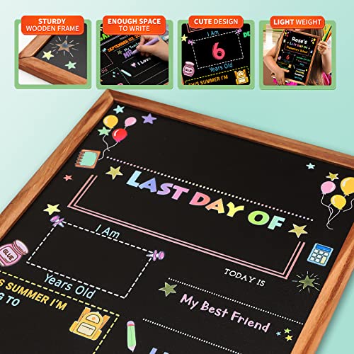 Shylizard First And Last Day Of School Sign With Frame, Double Sided First Day Of School Chalkboard For Kids, Boys, Girls, Back To School Board Photo Props For Preschool/Kindergarten, 11 * 14 Inches #TOP2