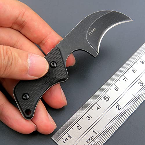 Ccanku C1294 Fixed Blade Knife,9Cr18Mov Blade G10 Handle Edc Tool Knife Neck Knife For Outdoor, Camping, Hiking, Fishing With Kydex Sheath (Black) #TOP5