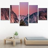 SIGNWIN 5 Panel Canvas Wall Art Mountainscape for Home Decorations Ready to Hang - 60