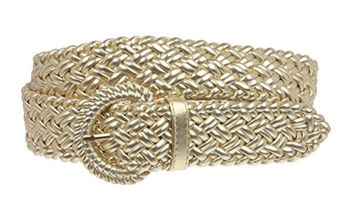 Women's 1 1/4" inch wide hand made metallic braided woven ca…