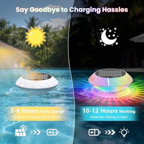 Kitloo 2026 Upgrade Solar Powered Floating Pool Lights(1 Pack), 1800mAh Pool Lights that Float with Remote, 42 Lighting, Timer Function, IP68 Waterproof for Inground/Above Ground Pool by Kitloo - Used condition - Image 2
