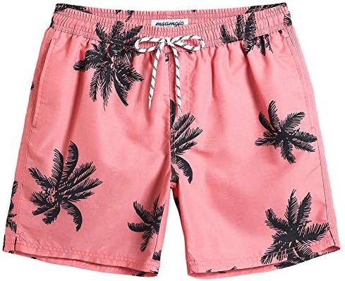 maamgic Mens 7 inch Palm Tree Short Swim Trunks Mesh Liner Quick Dry Swimwear Bathing Suits Boardshorts Beach Wear