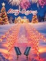 COOLWUFAN Solar Christmas Candy Cane Lights Outdoor Decorations, Set of 24 Pack Christmas Pathway Lights with 168 Warm Lights, Waterproof Xmas Decor Marker Lights for Yard, Garden, Walkway