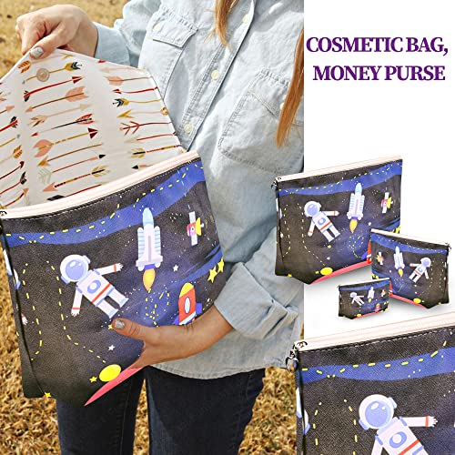 Image of FunBlast Multipurpose Canvas Pouch - Pack of 3 Pcs Pouch with Zipper Lock, Stationary Organizer Pouch, Travel Accessories Pouch Bag, Cosmetic Bag, Money Purse, Handbag (Rocket)