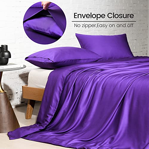 Rosecret King Duvet Cover Set,Purple Bamboo Duvet Cover King Size, Cooling For Hot Sleepers,1 Duvet Cover 2 Pillowcases With Corner Ties,Button Closure #TOP1