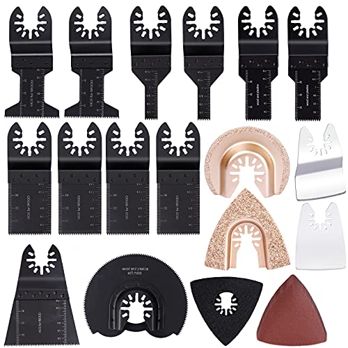 eHanasaku Sägeblätter Kit, 27 tlg Sägeblätter Kit, Multifunktionswerkzeug Zubehör Sägeblatt Oszillierendes Zubehör Set Multitool Werkzeug Mix Klingen Kompatibel mit Fein, Bosch, Makita, Milwaukee Cover