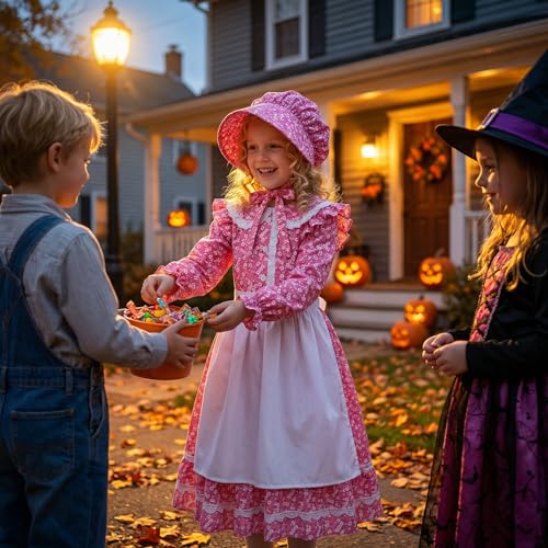 Disfraz colonial floral para niñas 10-12 años miniatura 7