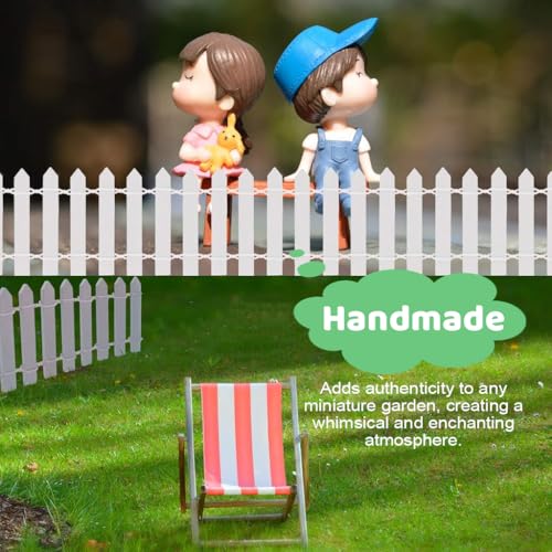 ORTIZA&reg; 2Pcs Miniature Garden Fence Decorative, 90cm Length Wood Picket Fence for DIY Miniature Garden, White & Brown Decorative Fence, Garden Fencing for Plant, DIY Miniature Fairy Garden Decor