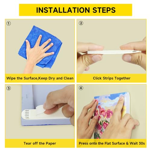 Image of Picture Hanging Strips Kit - Heavy Duty Removable Picture Hangers - Damage-Free Wall Adhesive Hooks for Frames and Christmas Decorations, No Nails Needed