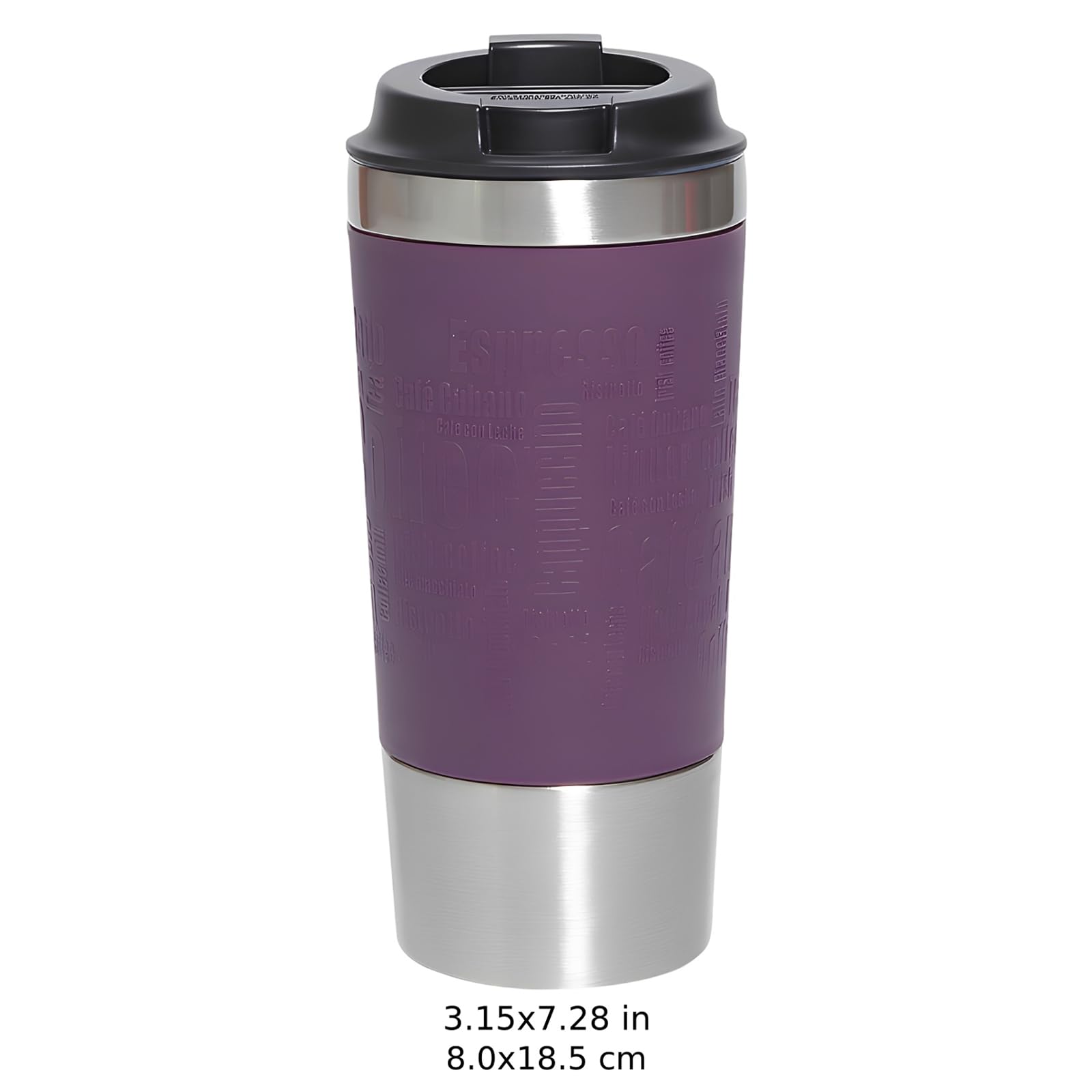 Générique Kaffeereisebecher aus vakuumisoliertem Edelstahl, violett, 18,5 x 8,5 cm, auslaufsicherer Deckel für unterwegs, hält 6 Std. warm und 12 Std. kalt, ideal fürs Auto