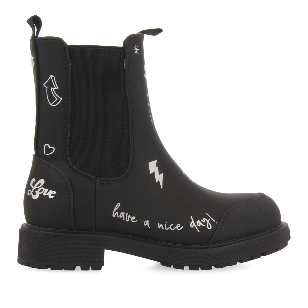 Botas Negras Tipo Chelsea con Estampado Graffiti para niña clane