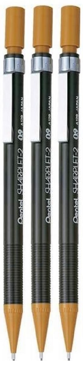 Pentel 0.9mm (A129) Brown Sharplet 2 Automatic Pencil Drafting Mechanical Refillable Lead & Eraser A129-E (Pack Of 3)