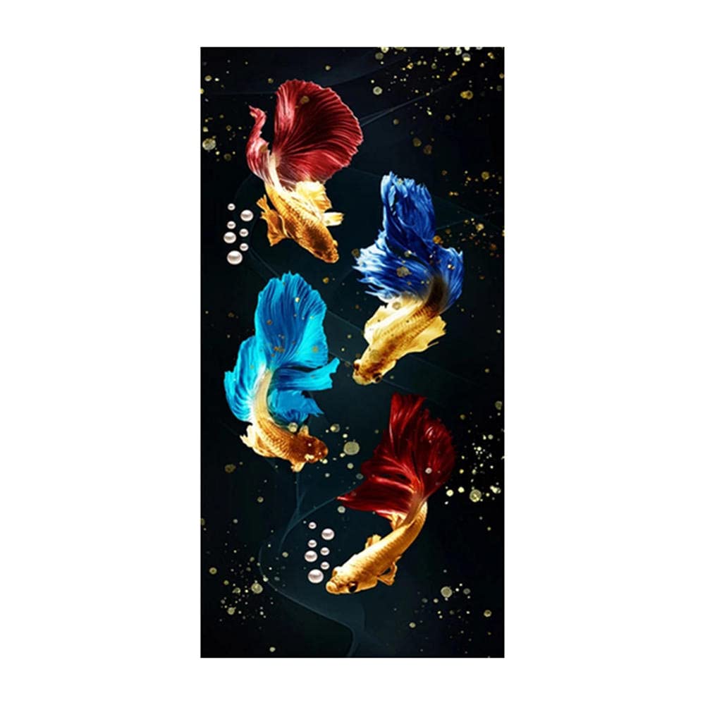 DIY kompletny zestaw do haftowania diamentowego, kolorowa złota rybka 5D, malowanie diamentowe dzieci i dorosłych, malowanie numerami cyrkoniami, haft, krzyżyk, płótno, sztuka rękodzieło, dekoracja ścienna, dom-70 x 140 cm