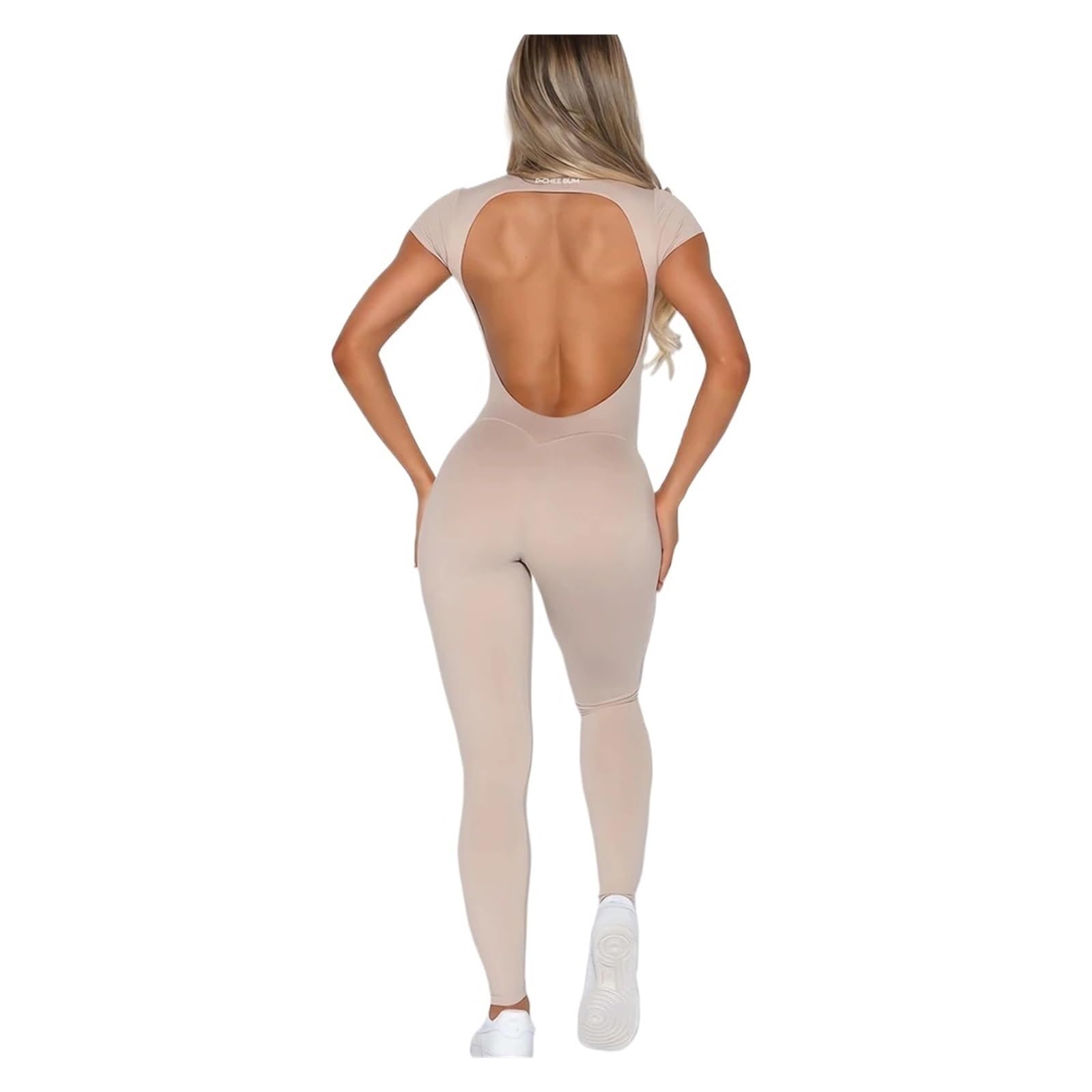 Mono Deportivo Mujer Body de camiseta con espalda descubierta for mujer, sin costuras, for gimnasio, manga corta, conjunto yoga una pieza, mono