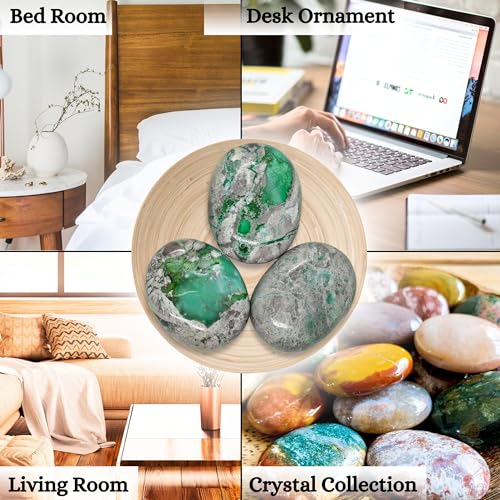 Image of Amazing Gemstone Variscite Crystals and Healing Stones - Large Palm Stone Crystals Piedra - Crystal for Good Luck, Balanced Positive Energy, Meditation - Unique Stocking Stuffers and Birthday Gifts