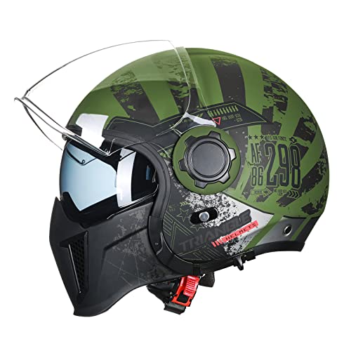 Triangle Open Face Motorcycle Helmet Half For Men Cruiser Scooter Street Bike Dot Approved (X-Large, Green)… #TOP1
