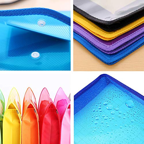 Abgream 7 Pack File Folder - Expandable Poly Envelopes B4 Plastic Document Folder Button Closure Waterproof File Pouch With 7Pcs Black Gel Ink Pens For School Office Supplies (Assorted Colors) #TOP4