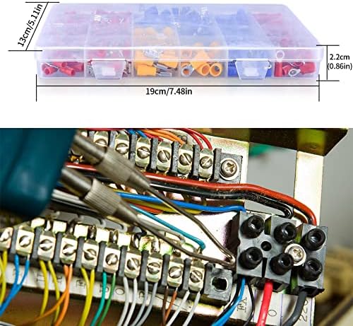 350 Pcs Electrical Crimp Connectors, Insulated Electrical Ring/Male/Female/Bullet Butt Splice Cable Wire Terminal Connectors, 2.8mm /4.8mm/6.3mm Male/Female Insulated Terminals