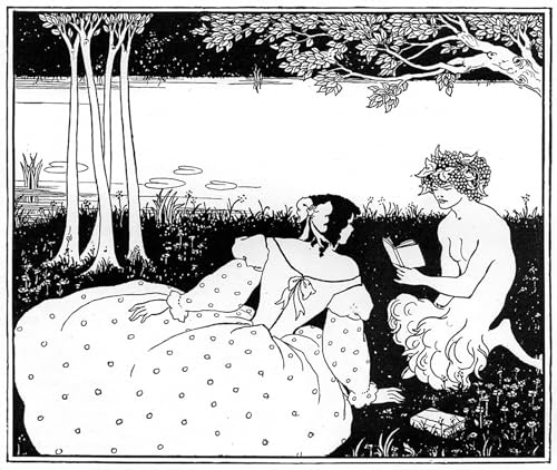 Pintura mural Pan leyendo a una mujer lienzo de Aubrey Beardsley con acabado de galeria