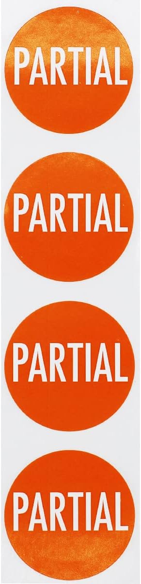 Partial Labels Orange with White 1.5 Inch Round Circle Dot Stickers for Inventory Control Shipping Packaging and Product Management 500 Adhesive Labels on a Roll Made in The USA