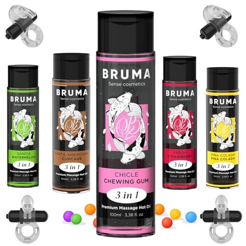 Lubricante 3 en 1 / Aceite de masaje Efecto Calor 100 ml/Gel para masajes / | Para Parejas | Base de agua Ultra Deslizante/Lubricante de sabores / (Chicle)