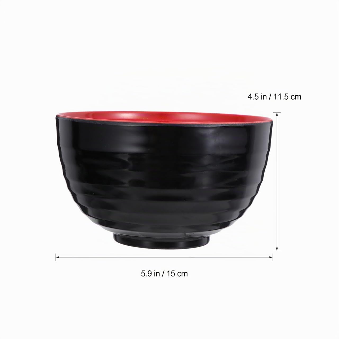 HEMOTON Miso Bol à soupe japonais avec couvercle, bol à riz japonais, bol à soupe en mélamine traditionnelle, 2 assiettes japonaises (15 x 15 x 11 cm). 5 cm)
