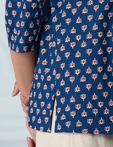 Image of Amazon Brand - Myx Women Cotton Printed A-line Short Kurti (Available in Plus Sizes)