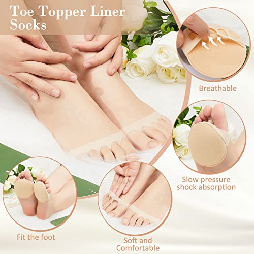 12 Pairs Women's Toe Topper Liner Socks With Padding No Show Toeless Half Socks For Women Non Slip Toe Socks For Heels Flats #TOP2