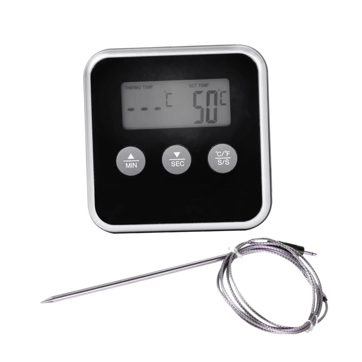MAGICLULU 2pezzi Termometro Digitale Wireless Per Cucina e Bbq Timer Lcd Con Allerta Temperatura Strumento Di Cottura Senza Batteria Per Pesce e Pollame Precisione Professionale