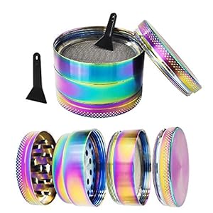 INHEMING Kruidenmolen, zinklegering Rainbow Grinder voor droog kruid en tabak, 4 deel-1,9 x 1,4 inch